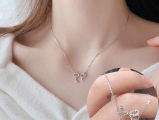 สร้อยคอ สร้อยข้อมือ จี้โบว์ ประดับเพชร สไตล์เกาหลี สําหรับผู้หญิง