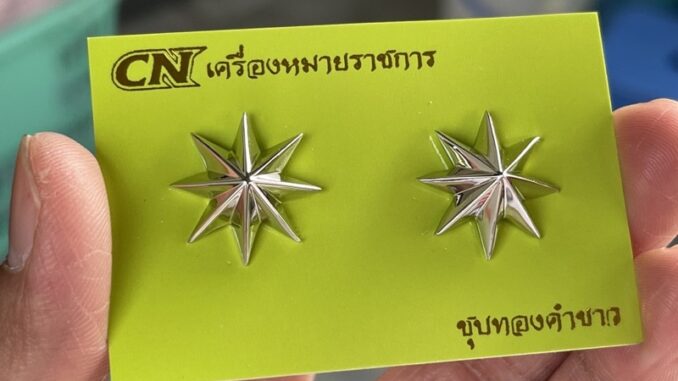 ดาวร้อยตำรวจหญิง ชุบทองคำขาว หมุดเกลียว