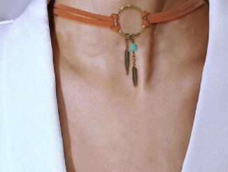 [highbuying] Women Bohemian Choker Boho Feather Bead Pendant Brown Leather Chain Necklace Fashion Lady Jewelry Party Gift New Stock