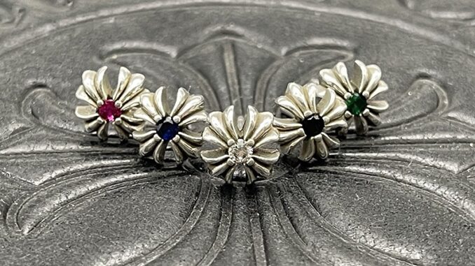 CHROME HEARTS ต่างหูเงิน 925 จี้รูปดอกไม้ โครเมี่ยม สไตล์เรโทร