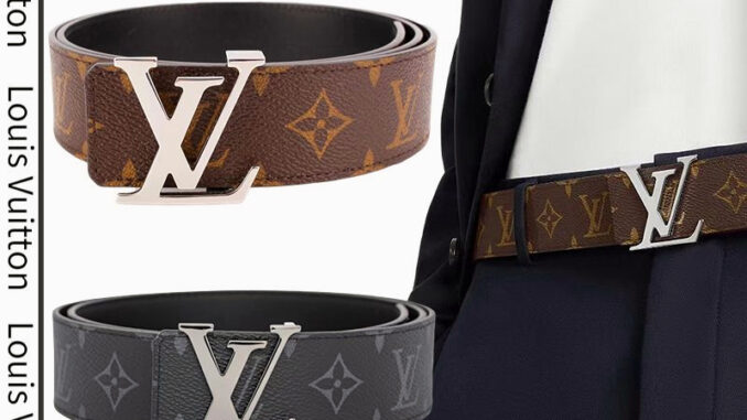 หลุยส์วิตตอง Louis Vuitton LOUIS VUITTONI nitials Double Sided Letter 4cm เข็มขัด/สไตล์ล่าสุด/เข็มขัดผู้ชาย