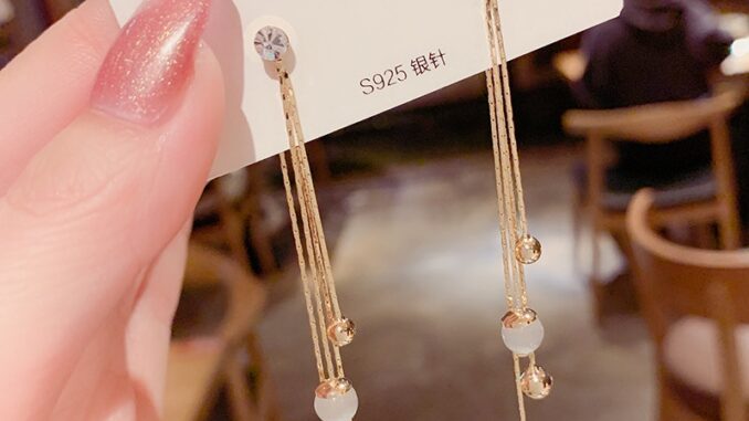 ต่างหูเข็มเงิน S925 ประดับเพทาย โอปอลยาว ระดับไฮเอนด์ สองหู ขายส่ง