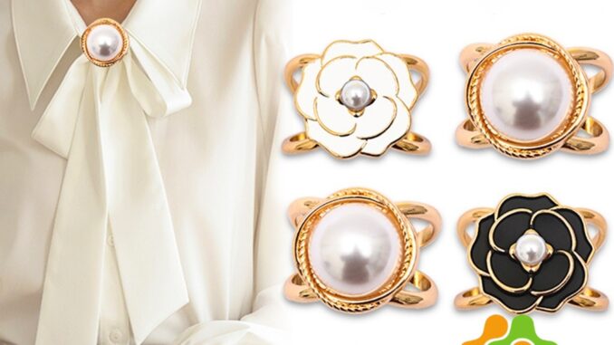 Arleen แหวนผ้าคลุมไหล่ สําหรับติดประดับผ้าพัน ประดับไข่มุก สไตล์เรโทร scarf ring Arleen แหวนผ้าคลุมไหล่ สําหรับติดประดับผ้าพัน ประดับไข่มุก สไตล์เรโทร scarf ring