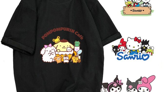 แผ่นแพทช์รีดร้อน ลาย Sanrio Kuromi MyMelody ซักทําความสะอาดได้ สําหรับตกแต่งเสื้อยืด DIY