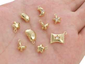 จี้รูปดาว ดวงจันทร์ ผีเสื้อ ชุบทอง 14k เครื่องประดับแฟชั่น DIY