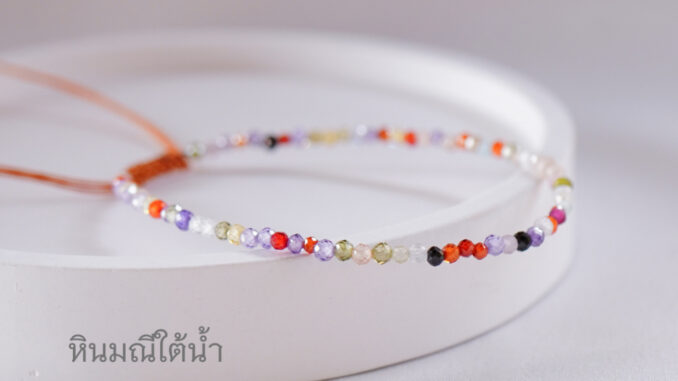 Minimalist bracelet - Petchprayanak stone หินมณีใต้น้ำ ขนาด 2 มม. สร้อยข้อมือ เชือกถัก by siamonlineshop