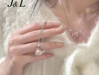 เครื่องประดับ สร้อยคอ จี้รูปหัวใจ ประดับเพชรเทียม สีชมพู แฟชั่นสําหรับผู้หญิง