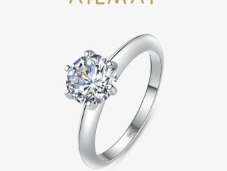 Ailmay ขายดี แหวนเงินแท้ 925 ประดับเพทาย ทรงกลม หรูหรา เครื่องประดับ สําหรับผู้หญิง งานแต่งงาน
