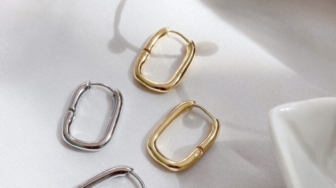 252-goodgift_station - Simple U-shaped hoop earrings S925 silver ต่างหูแบบเจาะ รูปทรงตัวยู เป็นเงิน 92.5