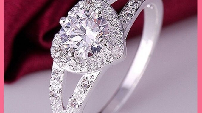 (micmicell) เครื่องประดับผู้หญิงแหวนแต่งงานจี้หัวใจรักคริสตัล