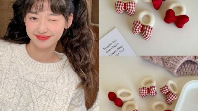 [Magpie] สาวหวาน ลายสก๊อต สีแดง โบว์ ยางรัดผม สาว ตุ๊กตา ผม วงกลม เชือกผูกผม ยางรัดผม ลูกบอล เครื่องประดับผม