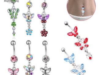 [highbuying] แหวนเหล็กผ่าตัด จิวสะดือ สะดือ ท้อง ผีเสื้อ ดอกไม้ คริสตัล สะดือ แหวนแฟชั่น ร่างกาย หน้าท้อง บาร์ ร่างกาย เครื่องประดับ ใหม่ พร้อมส่ง