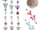 [highbuying] แหวนเหล็กผ่าตัด จิวสะดือ สะดือ ท้อง ผีเสื้อ ดอกไม้ คริสตัล สะดือ แหวนแฟชั่น ร่างกาย หน้าท้อง บาร์ ร่างกาย เครื่องประดับ ใหม่ พร้อมส่ง