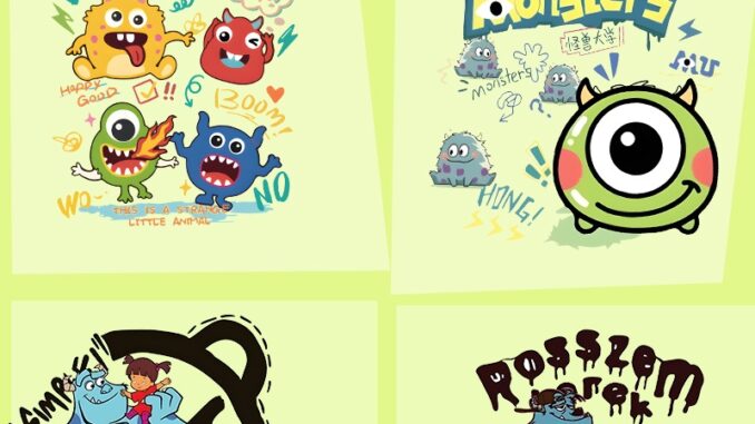 แผ่นสติกเกอร์ ลายการ์ตูนมอนสเตอร์ สําหรับทําเสื้อผ้า DIY ขายส่ง