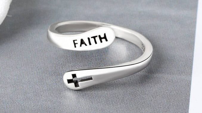 แหวนกางเขน Faith สีเงิน แหวนคริสเตียน กิฟชอปคริสเตียน พระเจ้า พระเยซู เครื่องประดับคริสเตียน เครื่องประดับผู้หญิง
