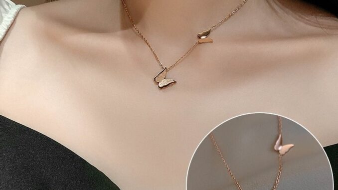 สร้อยคอโชคเกอร์ สเตนเลส ไทเทเนียม จี้ผีเสื้อ สีโรสโกลด์ เรียบง่าย สําหรับผู้หญิง สร้อยคอโชคเกอร์ สเตนเลส ไทเทเนียม จี้ผีเสื้อ สีโรสโกลด์ เรียบง่าย สําหรับผู้หญิง