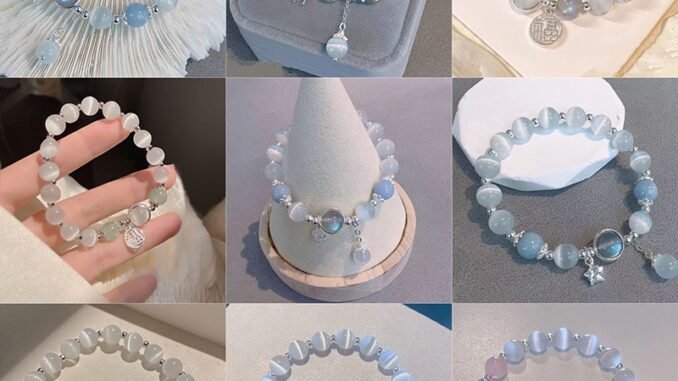【KETH】สร้อยข้อมือคริสตัล โอปอลทะเล สมบัติดวงจันทร์ แสงยืดหยุ่น เครื่องประดับ สําหรับผู้หญิง ขายดี