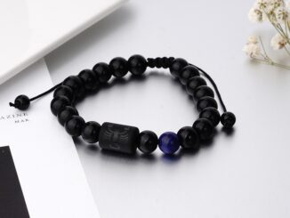 ใหม่ สร้อยข้อมือ ประดับลูกปัด ลายราศี 12 ราศี 8 มม. สีดํา ของขวัญวันเกิด สําหรับผู้ชาย และผู้หญิง