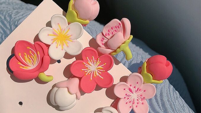Ulo กิ๊บติดผม ลายดอกซากุระ สีชมพู สไตล์เกาหลี สําหรับผู้หญิง