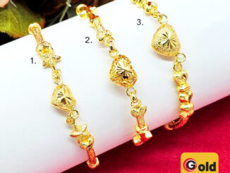 กำไลข้อมือทองคั่นหัวใจตัดลาย เส้นผ่านศูนย์กลาง 5-5.3 ซม. ทองชุบ ทองหุ้ม ใส่ได้ทุกโอกาส รูปถ่ายจากสินค้าจริง พร้อมส่ง