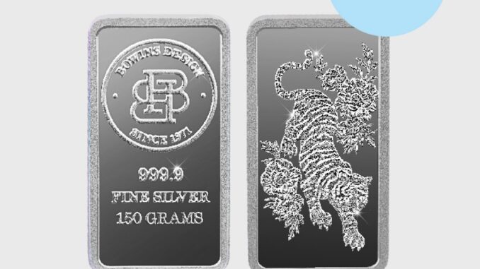 แท่งเงิน 99.99% น้ำหนัก 150 กรัม ลายเสือขาว - Bullion Silver Bar 150 Grams - Tiger