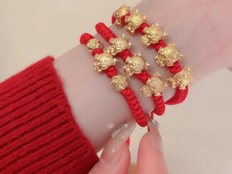 สร้อยข้อมือเชือกถัก สีแดง มังกรทอง ของขวัญปีใหม่ สําหรับผู้ชาย และผู้หญิง