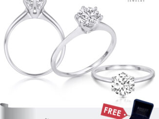 แหวนเพชรเม็ดเดี่ยว 1 กะรัต   ตัวเรือนเงินแท้ 925 ชุบเคลือบทองคำขาว [ รุ่น   - Allure Jewelry]