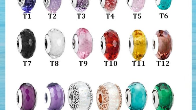 จี้คริสตัลมูราโน่ เงิน 925 สีชมพู สีเขียว สีฟ้า สีแดง สีดํา สีขาว