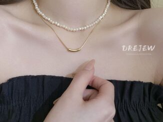 DREJEW  ชุดสร้อยคอโซ่ ประดับลูกปัดไข่มุก ทรงไม่สมมาตร เรียบง่าย สไตล์ฝรั่งเศส เรโทร อเนกประสงค์