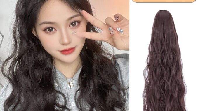 แฮร์พีช หางม้าผมยาว แบบหนีบ ลอนมาม่า เกาหลีสไตล์ ยาว ~60cm ใช้งานง่าย 3เฉดสี เหมือนผมจริง