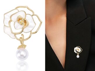 Glanxuan เข็มกลัด รูปดอกคามิเลีย ประดับมุก สไตล์เรโทร Camellia brooch
