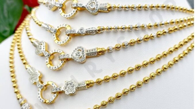 jewelryshop K615 สร้อยคอสองกษัตริย์ขั้วเพชร งาน92.5 แท้ สีสันสวยงาม ลวดลายเด่นชัด ขนาด 3 มิล