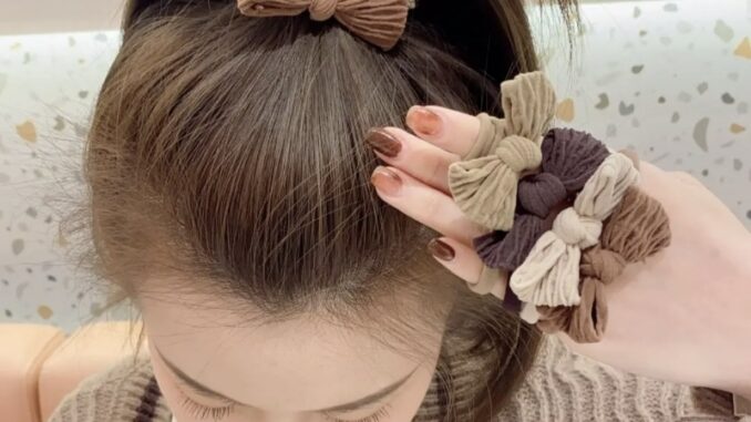 ยางรัดผมหางม้า แบบยืดหยุ่น ประดับโบว์ 5 ชิ้น