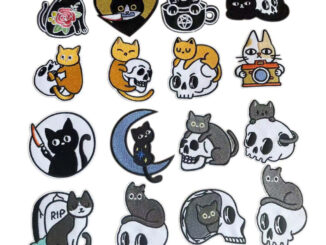 แผ่นแพทช์รีดร้อน ลายการ์ตูนโครงกระดูก แมว สําหรับเย็บปักถักร้อย DIY