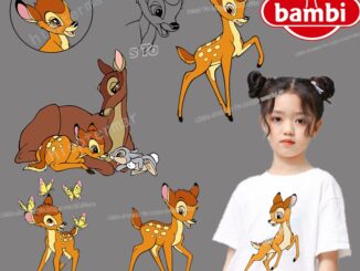 สติกเกอร์ ลายการ์ตูนดิสนีย์ กวาง แบมบี้ ซักล้างได้ สําหรับตกแต่งเสื้อยืด DIY