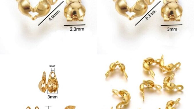ปิดปลายปมสแตนเลส ชุปทอง(  50  ชิ้น) ตัวปิดปลายปมสแตนเลส สินค้าส่งจากไทย