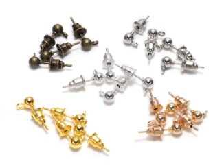 St.kka ปลั๊กเชื่อมต่อหูฟัง ทรงกลม สีเงิน 3 4 5 มม. สําหรับทําเครื่องประดับ DIY 50 ชิ้น ต่อชุด