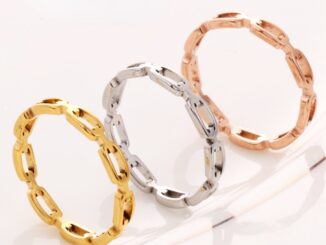 แหวนเหล็กไทเทเนียม สีโรสโกลด์ | สายโซ่เปล่า ทรงสี่เหลี่ยม พร้อมแหวน สําหรับทําริมฝีปาก | แหวนใหม่