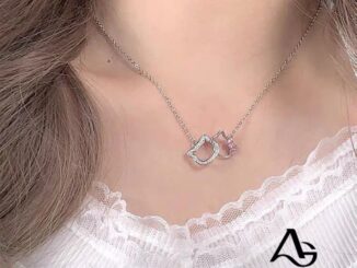 A HELLO GIRL สร้อยคอโซ่ จี้แหวนคู่ ลาย HELLO Kitty KT Cat Good Luck สไตล์เกาหลี สําหรับผู้หญิง