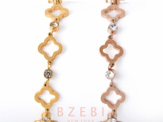 BZEBI ใหม่ สร้อยคอแฟชั่น จี้ใบโคลเวอร์ สี่แฉก ประดับเพชร มือทองแท้ มือ จี้ใบโคลเวอร์สี่แฉก มือแฟชั่น ไม่ลอก ข้อมือนาค ข้อมือทองคำ สไตล์เกาหลี พรีเมี่ยม ไม่จางหาย สําหรับผู้หญิง 992b