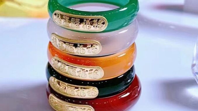 แหวนหยกธรรมชาติ ฝังทอง แฟชั่นคู่รัก สําหรับผู้หญิง