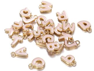 St. kunkka จี้ตัวอักษร สองด้าน 12X7 มม. สีชมพู เครื่องประดับแฮนด์เมด DIY 5 ชิ้น