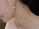 ต่างหู เหล็กไทเทเนียม 18K จี้ไข่มุก สไตล์ฝรั่งเศส หรูหรา สําหรับผู้หญิง
