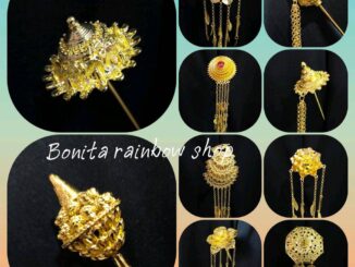 ปิ่นปักผม เครื่องประดับผมสีทอง พร้อมตุ้งติ้งใบไม้ไหว ปิ่นล้านนา ปิ่นเจ้านาง