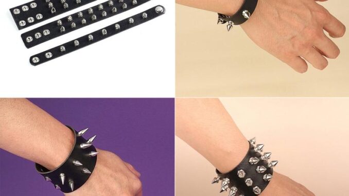 Time Punk สร้อยข้อมือโกธิค เข็มหมุดย้ํา กําไลข้อมือ โลหะ สายรัดข้อมือ ปรับได้