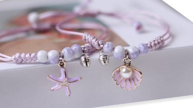 สร้อยข้อมือถัก จี้ปลาดาว และไข่มุก สไตล์คู่รัก สําหรับนักเรียนหญิง