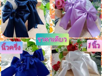 โบว์นักเรียน แบบเรียบ ริบบิ้น 1 นิ้ว / นิ้วครึ่ง ราคาเดียว เด็กประถม สินค้าผลิตเอง ขายเอง พร้อมส่ง ขายดี!!!!!!