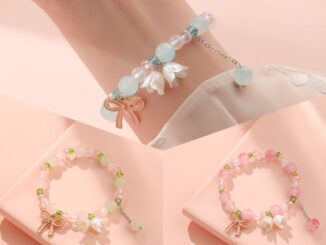 Hoe> สร้อยข้อมือ จี้ไข่มุก ดอกลิลลี่น่ารัก สไตล์เกาหลี วินเทจ สีชมพู สําหรับผู้หญิง