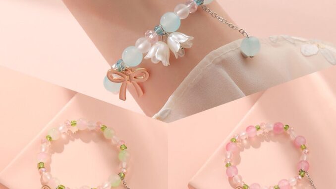 Hoe> สร้อยข้อมือ จี้ไข่มุก ดอกลิลลี่น่ารัก สไตล์เกาหลี วินเทจ สีชมพู สําหรับผู้หญิง