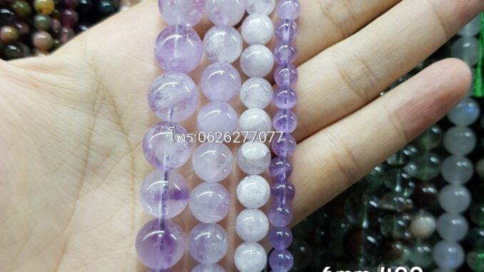 ลาเวนเดอร์อเมทิสต์ หินเส้นยาวขายส่ง หินแท้คุณภาพ ความยาวประมาณ38--40cm หินนำโชคหินแท้ หินมงคล